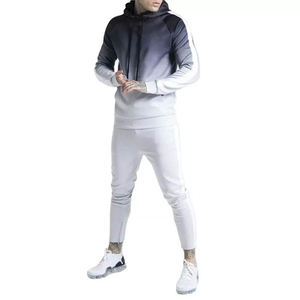 2025วอร์มลำลองของผู้ชายมีฮู้ดสีล้วนสำหรับวิ่งจ๊อกกิ้งผ้าฝ้าย100% เสื้อผ้าฤดูหนาวแบบมีเชือกรูดสองชิ้น - Product Image 1