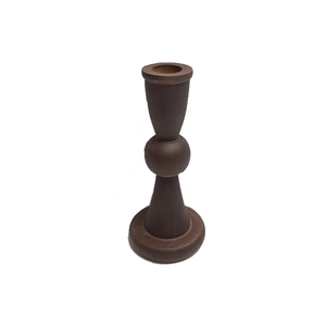 Bougeoir conique en bois brun fini pour mariage à la maison éclairage de table de noël décor fait à la main en vrac - Product Image 2