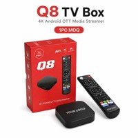 BOXPUT Q8 Boîtier TV Android 14 S905Y4 4GB 32GB 4K Double Wi-Fi BT 5.0 Widevine L1 1 pièce MOQ Logo personnalisé Gestion à distance CMS Prix OEM