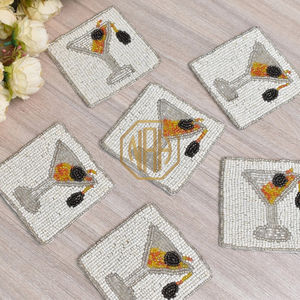 ที่รองแก้วมาร์ตินี่ทำด้วยมือลูกปัดตกแต่งโต๊ะที่หรูหราสำหรับงานแต่งงานและงานปาร์ตี้มาใหม่เสื่อและแผ่นรองสำหรับบ้าน - Product Image 4