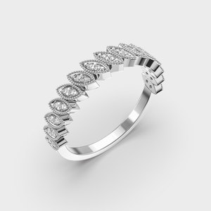 ชุดฝามิลเกรนทรงมาร์กี1.50 CTW แบบดั้งเดิมแหวนแต่งงานเพชรโมอิสซาไนท์แหวนครึ่งนิรันดร์สำหรับปาร์ตี้ - Product Image 3