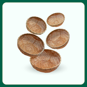 Juego Moderno de Cestas de Almacenamiento de Bambú con Forma Circular y Material de Ratán Natural, Diseño Flexible para Decoración del Hogar - Product Image 3