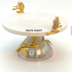 Modern Style Marble <b>Top</b> <b>Gold</b> Strip <b>Cake</b> Stand Wedding Decoration Cupcake Stand Irregular Stone <b>Cake</b> Stand With <b>Gold</b> Trim set - Product Image 2