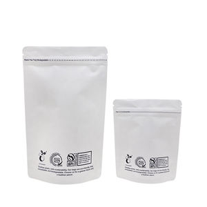 Pochette refermable personnalisée blanche, écologique, compostable, imperméable, avec fermeture éclair pour le stockage des aliments, option de logo personnalisé - Product Image 1