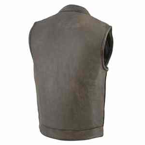 New Design 2024 Leather Biker <b>Vest</b> Motorcycle Motorbike <b>Vest</b> for Men Hot Sale Good Quality Leather <b>Vests</b> - Product Image 4