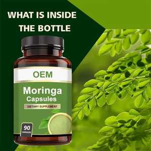 Moringa Oleifera Capsules 500mg Supplément Sans OGM et Sans Gluten Complet Superfood Vert Moringa 90 Capsules - Product Image 3