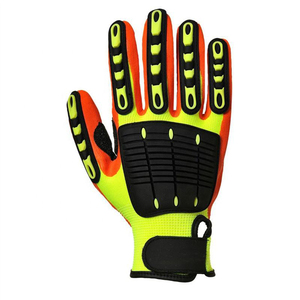 Gants en cuir du Pakistan Gants en cuir noir Tpr en caoutchouc Gants en cuir résistant aux chocs de sécurité pour le pétrole et le gaz - Product Image 4