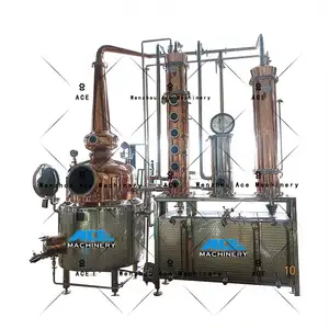 Aas Koperen Pot Stills Alembic Whisky Maken Machine Kit Grote Bier Distillatie Fabriek Voor Commerciële Distilleerderij