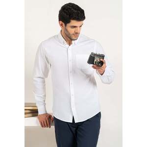 Camisa de Diseño para Hombre con Logotipo Personalizado, de Algodón, Manga Larga, Patrón a Cuadros, Tela Popelina, Tinte Liso, ODM, Camisa Casual de Vestir - Product Image 2