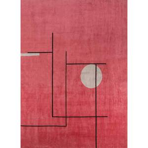 Alfombra de Lana Anudada a Mano Sthir, Diseño Kilim Abstracto Rojo y Naranja, Rectangular 9x12, para Entrada o Sala de Estar, AIWL-3010 - Product Image 1