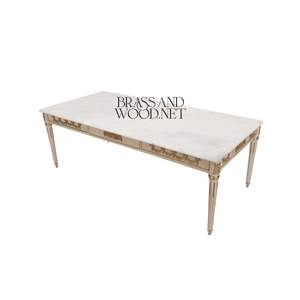 Mesa de Centro Rectangular de Mármol Blanco de Lujo con Elegantes Patas Talladas en Oro y Acabado de Diseño Europeo Clásico - Product Image 5