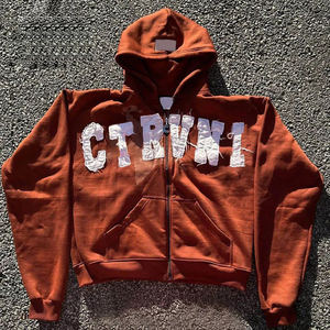 Sweat à capuche brodé en détresse pour hommes Sweatshirts en molleton de haute qualité Streetwear Vente en gros Prix bon marché - Product Image 2