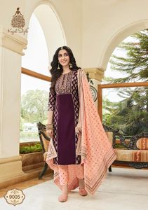 Taille personnalisée disponible sur Kurti Plazzo et Dupatta avec imprimé et dentelle - Product Image 3