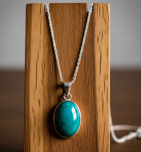 Vente chaude 925 Sterling Silver Dainty Chaîne Bohème Style Pendentif Naturel Turquoise Guérison Cristal De Mode Pendentifs Charmes - Product Image 3