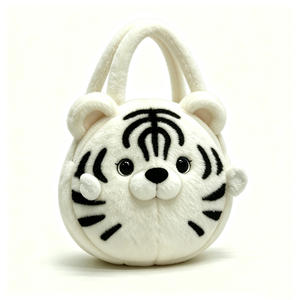 Bolso de peluche con forma de bola de tigre de dibujos animados personalizado, adorable peluche de tigre blanco, bolso de mano redondo de peluche de tigre blanco con temática animal para niños - Product Image 5