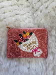 Logotipo personalizable estilo amor con cuentas monedero moda mujer monederos con tema bordado cremallera cierre bolsa para tarjetas - Product Image 2