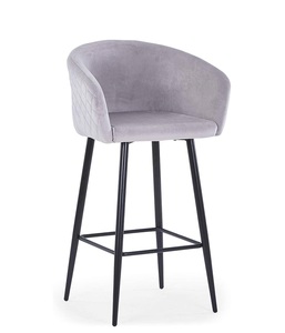 Tabouret de bar moderne de luxe en tissu noir, chaise de luxe, sièges confortables et écologiques pour hôtels et restaurants - Product Image 2