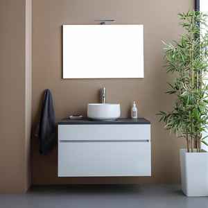 Meuble sous-évier de salle de bain blanc de 90 cm avec plateau anthracite Shanghai, ensemble de salle de bain - Product Image 2