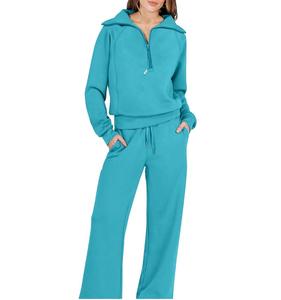 Chándal informal para mujer, conjuntos de dos piezas, logotipo personalizado, ajustado, superventas, chándales cómodos transpirables de lana de algodón - Product Image 4