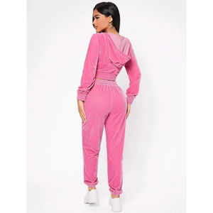 2025ชุดวอร์ม2ชิ้นสำหรับผู้หญิงชุดวอร์มผ้ากำมะหยี่โลโก้ออกแบบได้ตามต้องการสำหรับฤดูหนาว - Product Image 2