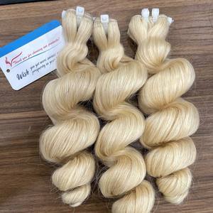 Cheveux humains vierges bruts vietnamiens, blonds 613, ondulations profondes lâches, mèches doubles tissées à la machine et fermeture en dentelle pour la vente en gros - Product Image 2