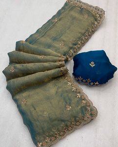 Dernier créateur traditionnel Fendy Silk Saree Indian Fashion Digital Print avec broderie Work Exclusive Fancy Party Wear - Product Image 3