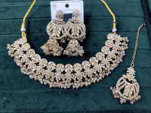 Collar de Cristal con Sombra de Diamante, Chapado en Oro, Estilo Étnico para Compromiso, Boda o Aniversario, Engaste de Bisel - Product Image 3