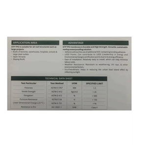 Membrana TPO flexible para sistemas de techo Cubiertas de estacionamiento y losas de podio de capa simple y doble - Product Image 2