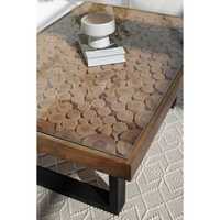 Table basse en bois de manguier avec dessus en verre Ashton
