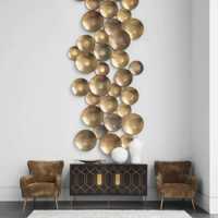 Grande décoration murale moderne en fer forgé à motif végétal plaqué or pour salon, décoration royale de la maison