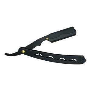 Tijeras de pelo de borde recto inoxidable 9cr13 profesionales de diseño personalizado, afeitadora Manual para Barba, hoja de punta afilada, herramienta de belleza Premium - Product Image 5