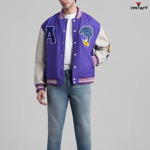 Breathable Plus Size Stylish Custom Winter Men Embroidery College <b>Baseball</b> <b>Bomber</b> <b>Jacket</b> Canvas 100% Cotton Windproof - Product Image 3