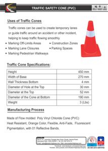 Cône routier de trafic en plastique PVC réfléchissant de sécurité de bâtiment de construction avec des barrières de trafic de PE pour des avertissements de chaussée - Product Image 6