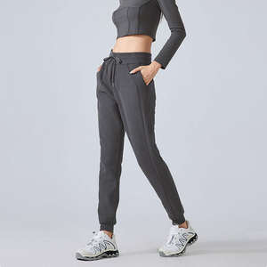 Pantalons de jogging pour femmes, taille haute, plats, d'hiver, avec poches, 100% coton, pantalons de survêtement athlétiques pour le yoga, l'entraînement, la détente, avec cordon de serrage - Product Image 4