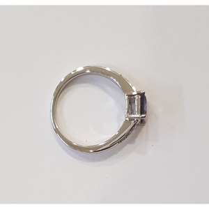 Anillo Octágono de iolita natural, conjunto de bisel de piedras preciosas geométricas con ágata chapada en rodio, corte de cometa, diamante, anillos finos de 8mm, ancho de superficie - Product Image 1