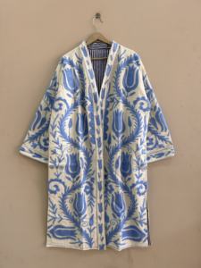 Veste Kimono Longue Style Vintage à Motifs Floraux Suzani pour Femmes, Veste Duster Brodée - Product Image 1