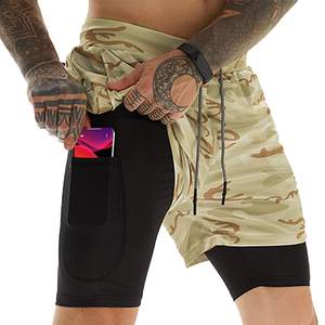 Clothing Double <b>Layer</b> Sport With Pockets 2-in-1 mesh shorts Joggers Fitness Athletic Workout gym Men's Shorts - Product Image 1