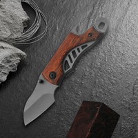 Couteau de poche pliable multifonctionnel à manche en bois, mini-outil de camping en plein air