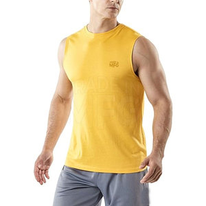 2024 nueva llegada personalizada Color sólido secado rápido camiseta sin mangas transpirable algodón Casual Fitness y ropa de entrenamiento precio al por mayor - Product Image 1