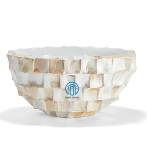 Maceta de planta con incrustaciones de madreperla ovalada hecha a mano de lujo, maceta de mosaico de concha para decoración para sala de estar, maceta de concha blanca - Product Image 5