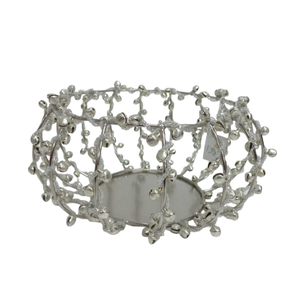 Tarro de vela de tamaño estándar de níquel votivo redondo de hierro y cuentas decorativas clásicas para decoración del hogar hecho a mano - Product Image 2