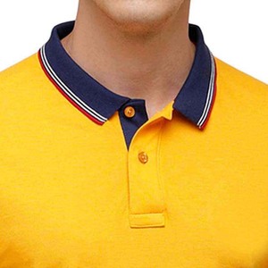 เสื้อยืดลำลองลายทางสำหรับผู้ชายเสื้อโปโลผ้าฝ้ายสีเหลืองไซส์ใหญ่สำหรับออกกำลังกายในยิมเล่นกีฬาฤดูร้อน - Product Image 3