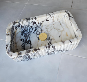 อ่างล้างจานหินอ่อน Calacatta Viola ดีไซน์เป็นยางสำหรับอ่างล้างมือในห้องน้ำที่หรูหรา | ขายส่ง B2B - Product Image 1