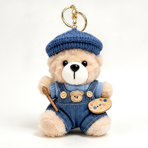 Porte-clés ours en peluche mignon avec tenue chapeau à nœud, pendentif de sac à mousqueton, sacs cadeaux de Noël avec pantalon de Père Noël, pour l'auto-artisanat de Noël - Product Image 5
