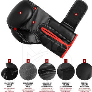 Gants en cuir PU personnalisés de haute qualité pour adultes, vente en gros, couleurs personnalisées, antibactériens, imperméables, arts martiaux, boxe - Product Image 6