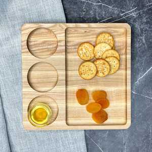 Assiette en bois artisanale avec plateau en bambou pour une présentation élégante du dîner et un nettoyage facile de l'Inde - Product Image 1