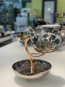 Hammered Texture <b>Steel</b> <b>Bowls</b> with Brass gold floral pattern Fruit <b>Bowl</b> Nut <b>Bowl</b> for Counters and Tabletops Home Direct Factory - Product Image 4