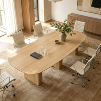 Table de conférence ovale moderne en bois avec chaises, ensemble de table de réunion de bureau pour 6 à 8 personnes, mobilier de salle de réunion