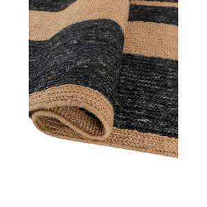 Tapis en jute et chanvre noué à la main Nomadic Threads Pkjp-03, motif rayé gris et noir, tissage plat, pour salon, taille 9x12, pour adolescents - Product Image 2