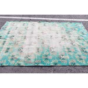 พรมวินเทจขนาด 3.8x7.6 ฟุต, พรมตุรกี, พรมขนสัตว์เปอร์เซียสีเขียว - Product Image 3